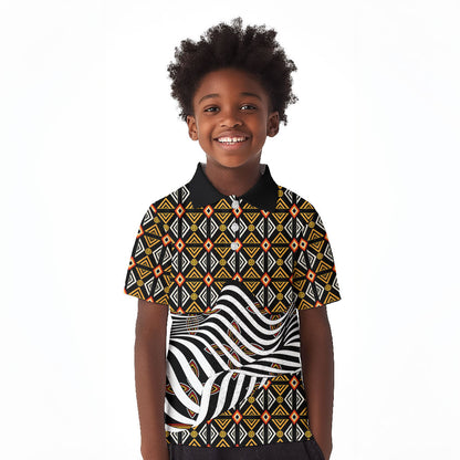 Cameroon Toghu Bamenda Kid Polo Shirt African Traditional Art