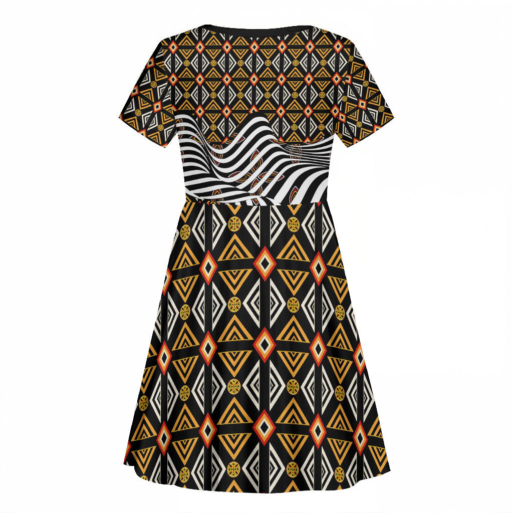 Cameroon Toghu Bamenda Kid Short Sleeve Dress African Traditional Art