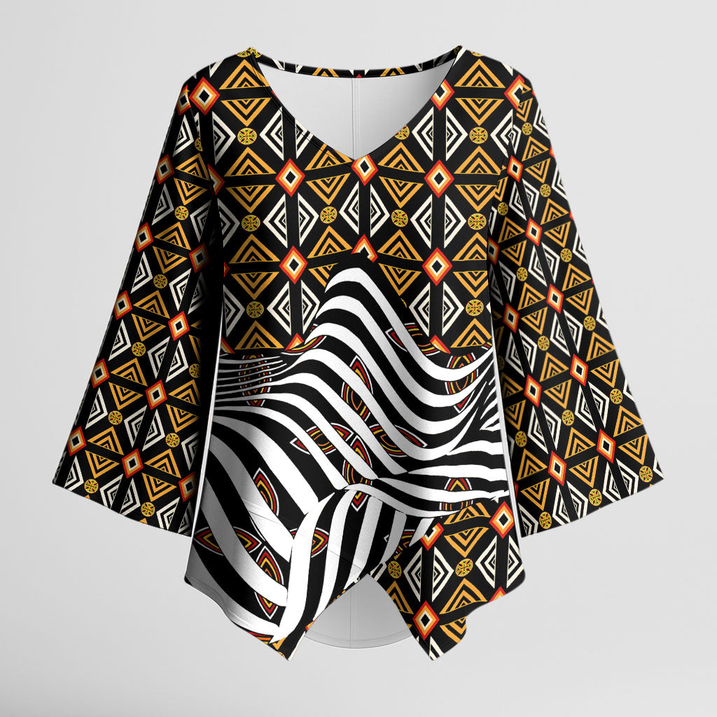 Cameroon Toghu Bamenda Kimono Sleeve Blouse African Traditional Art