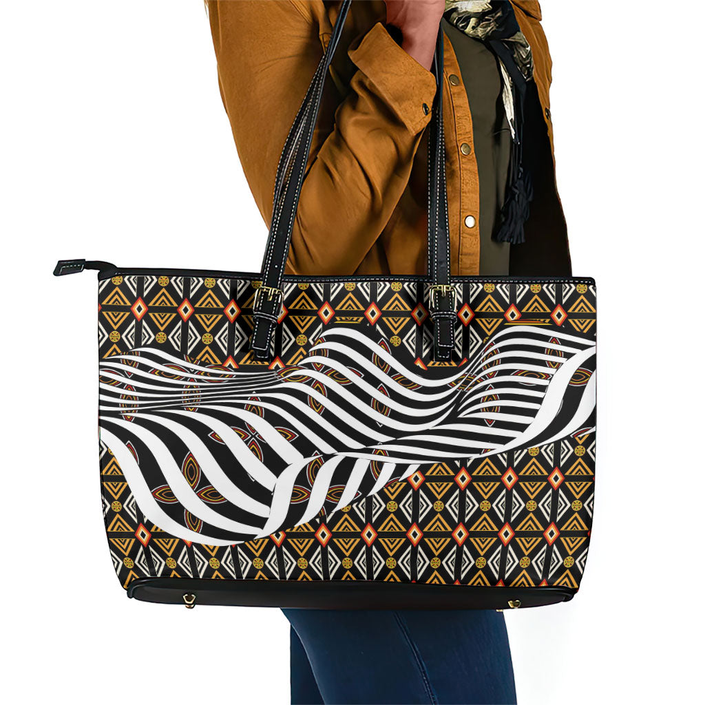 Cameroon Toghu Bamenda Leather Tote Bag African Traditional Art