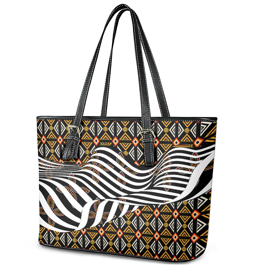 Cameroon Toghu Bamenda Leather Tote Bag African Traditional Art