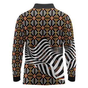 Cameroon Toghu Bamenda Long Sleeve Polo Shirt African Traditional Art