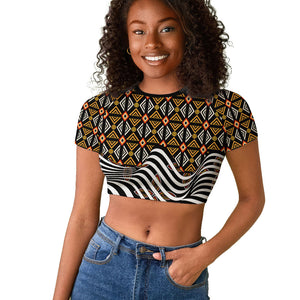 Cameroon Toghu Bamenda Raglan Cropped T shirt African Traditional Art