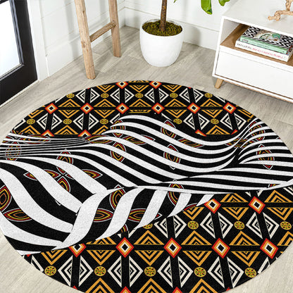 Cameroon Toghu Bamenda Round Carpet African Traditional Art