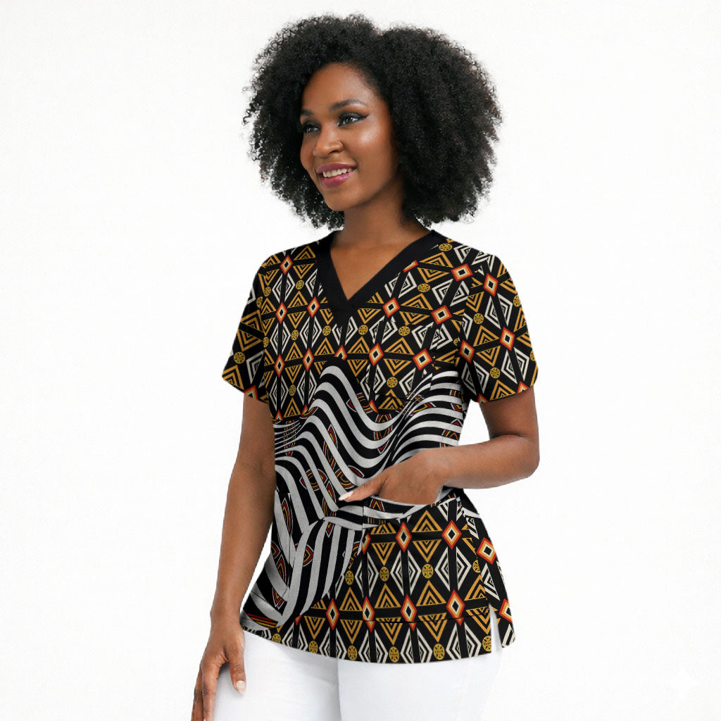 Cameroon Toghu Bamenda Scrub Top African Traditional Art