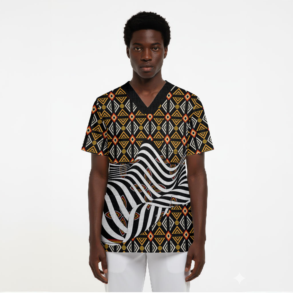 Cameroon Toghu Bamenda Scrub Top African Traditional Art