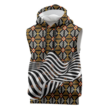 Cameroon Toghu Bamenda Sleeveless Hoodie African Traditional Art