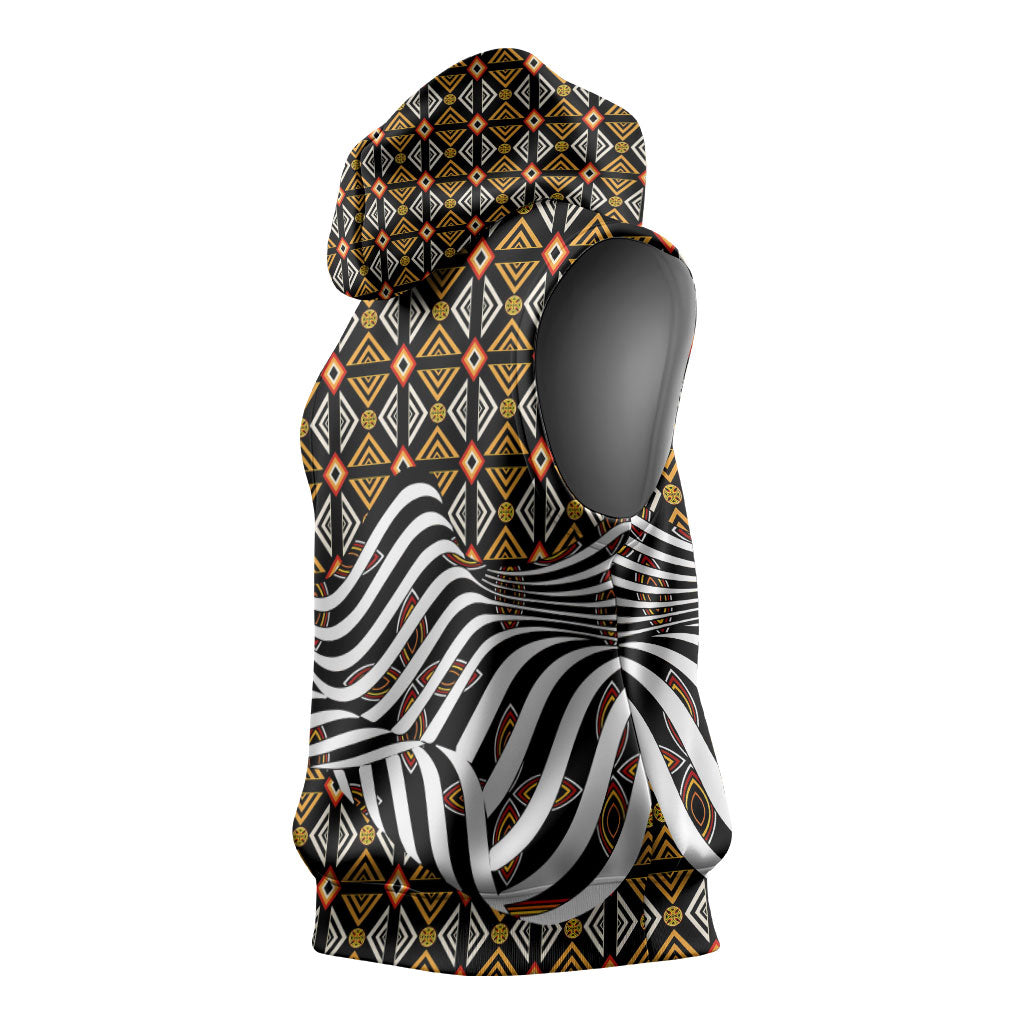 Cameroon Toghu Bamenda Sleeveless Hoodie African Traditional Art