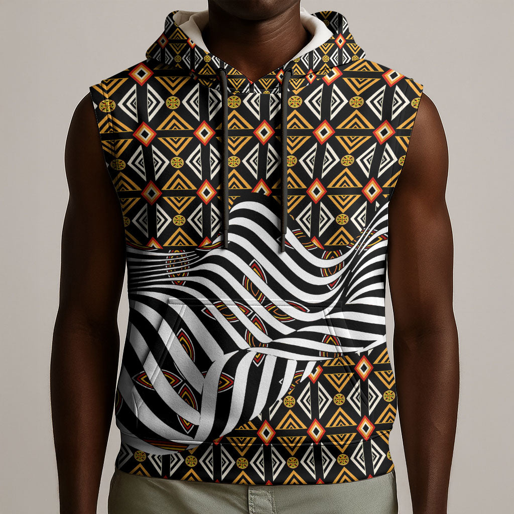 Cameroon Toghu Bamenda Sleeveless Hoodie African Traditional Art