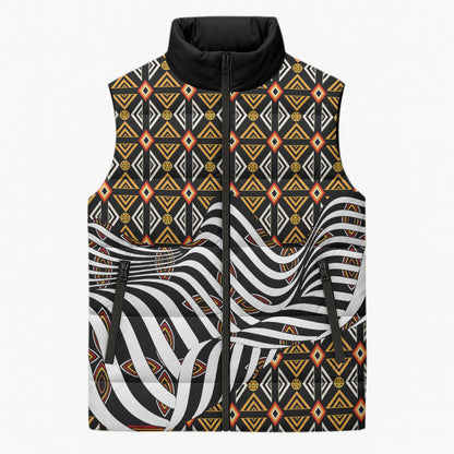 Cameroon Toghu Bamenda Sleeveless Puffer Jacket African Traditional Art