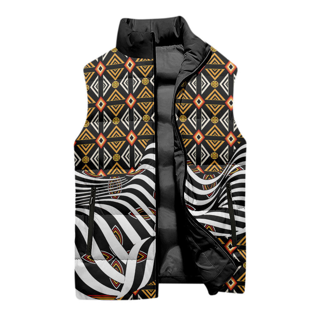 Cameroon Toghu Bamenda Sleeveless Puffer Jacket African Traditional Art