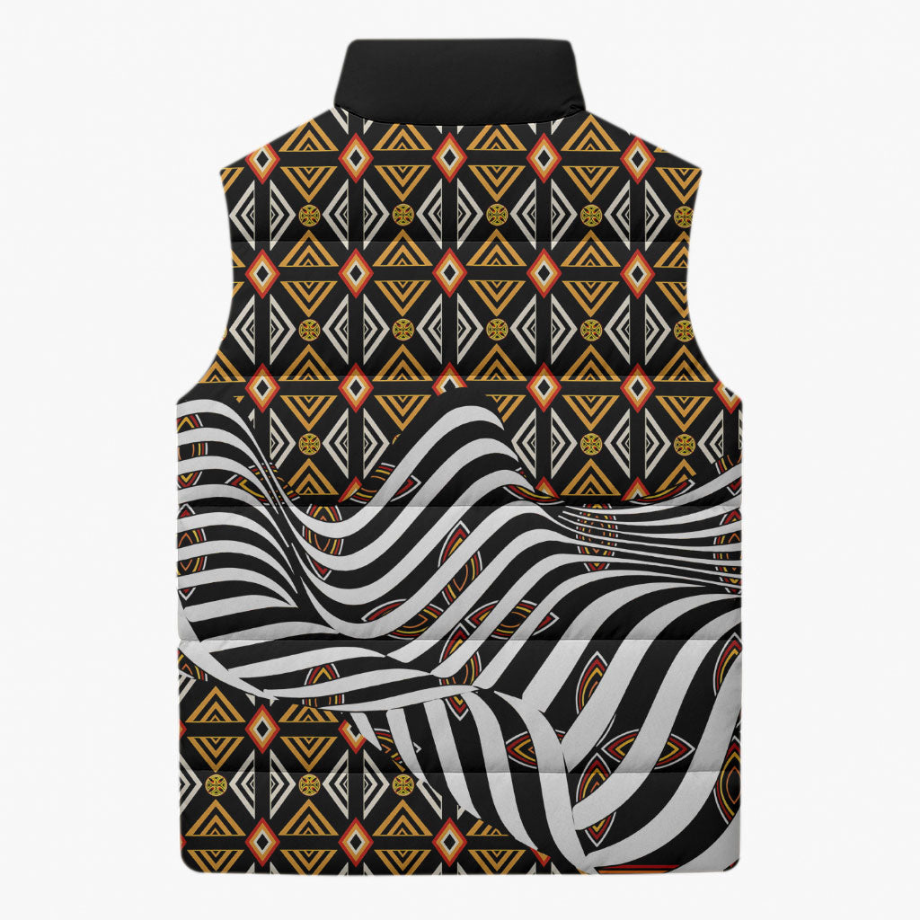 Cameroon Toghu Bamenda Sleeveless Puffer Jacket African Traditional Art