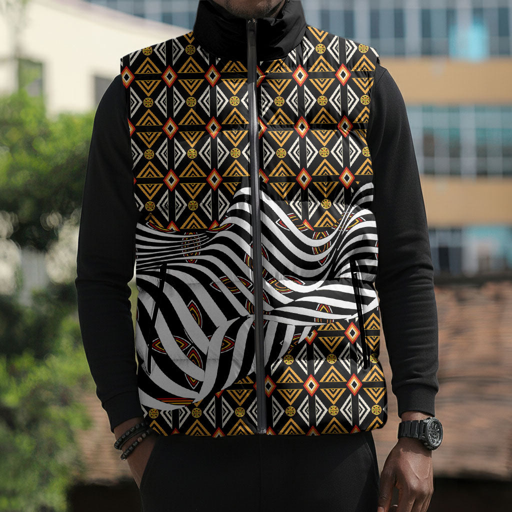 Cameroon Toghu Bamenda Sleeveless Puffer Jacket African Traditional Art