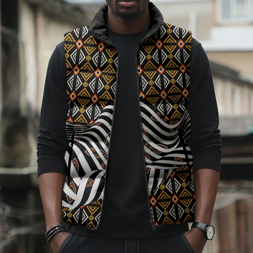 Cameroon Toghu Bamenda Sleeveless Puffer Jacket African Traditional Art