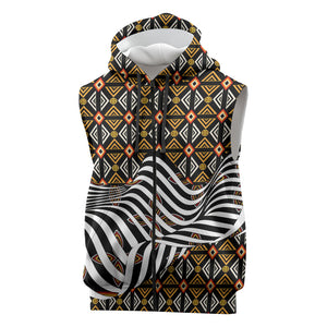 Cameroon Toghu Bamenda Sleeveless Zip Hoodie African Traditional Art