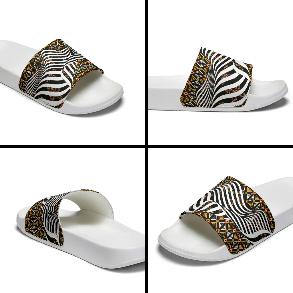 Cameroon Toghu Bamenda Slide Sandals African Traditional Art