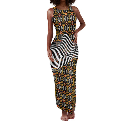 Cameroon Toghu Bamenda Tank Maxi Dress African Traditional Art