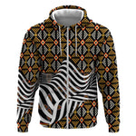 Cameroon Toghu Bamenda Zip Hoodie African Traditional Art