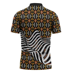 Cameroon Toghu Bamenda Zipper Polo Shirt African Traditional Art