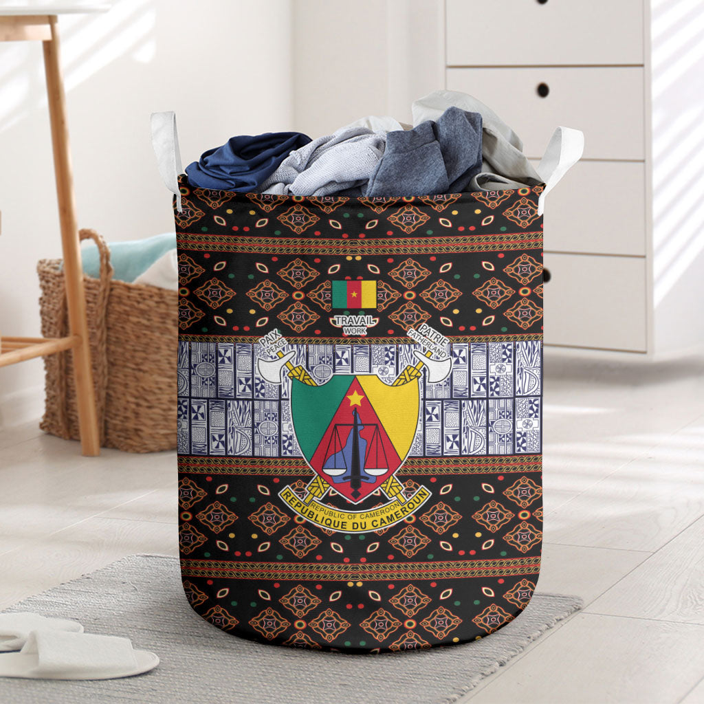 Cameroon Toghu Laundry Basket Flag Coat Of Arms - Traditional Bamenda Art
