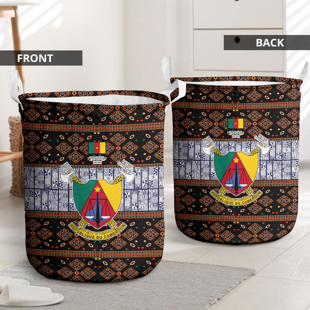 Cameroon Toghu Laundry Basket Flag Coat Of Arms - Traditional Bamenda Art