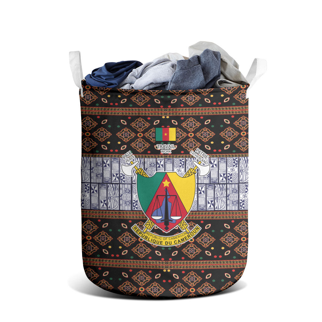 Cameroon Toghu Laundry Basket Flag Coat Of Arms - Traditional Bamenda Art