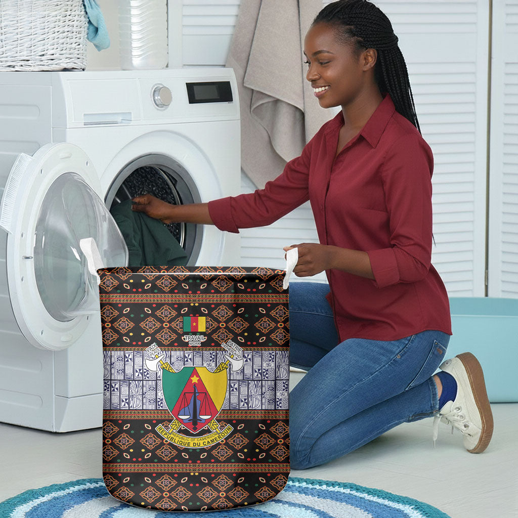 Cameroon Toghu Laundry Basket Flag Coat Of Arms - Traditional Bamenda Art