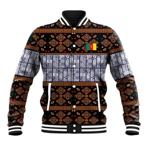 Cameroon Toghu Baseball Jacket Flag Coat Of Arms - Traditional Bamenda Art