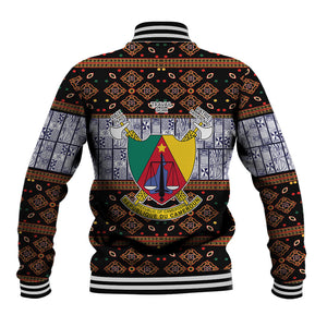 Cameroon Toghu Baseball Jacket Flag Coat Of Arms - Traditional Bamenda Art