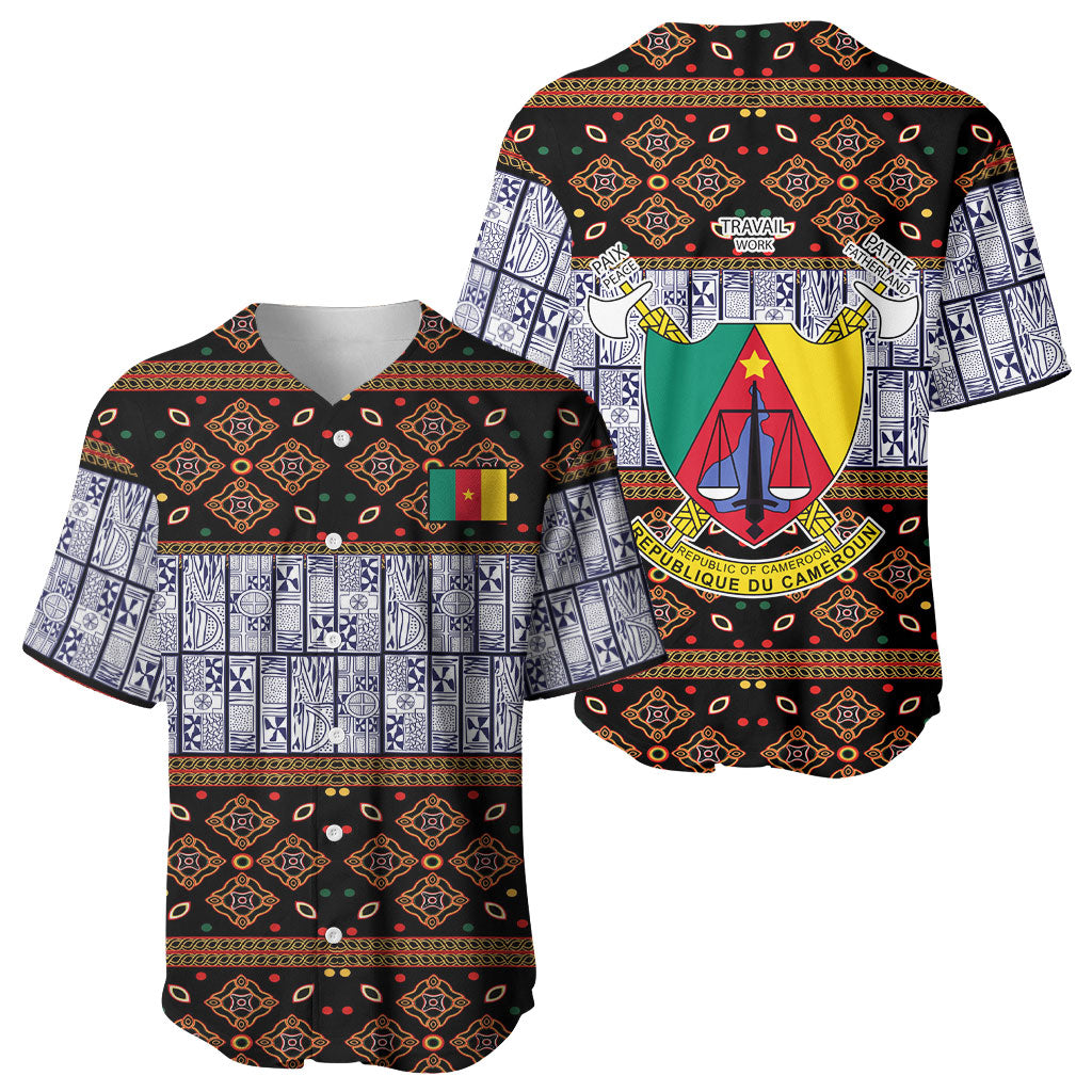 Cameroon Toghu Baseball Jersey Flag Coat Of Arms - Traditional Bamenda Art