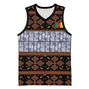 Cameroon Toghu Basketball Jersey Flag Coat Of Arms - Traditional Bamenda Art