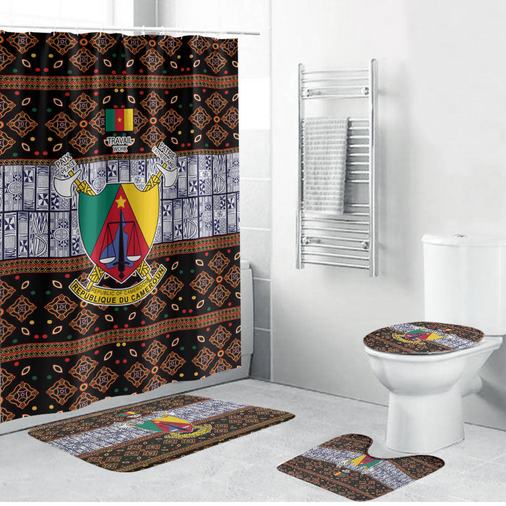 Cameroon Toghu Bathroom Set Flag Coat Of Arms - Traditional Bamenda Art
