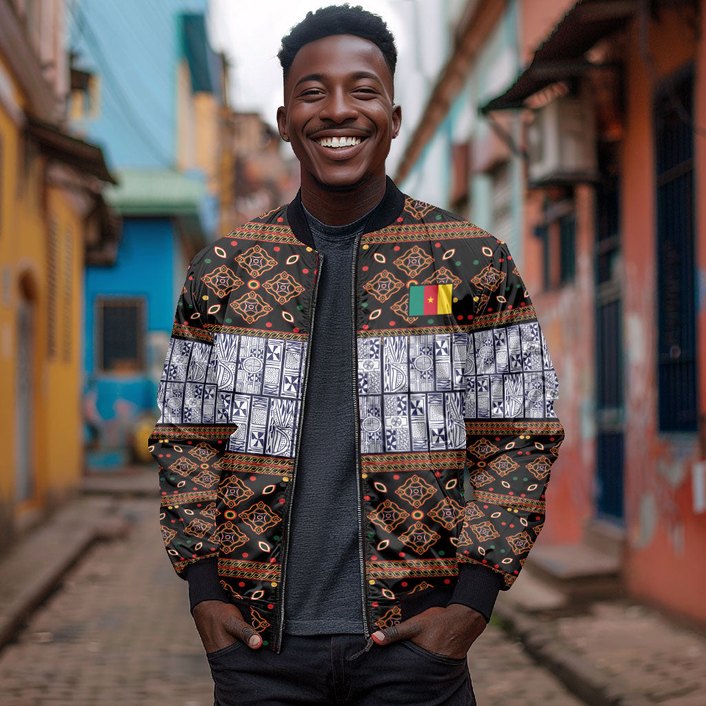 Cameroon Toghu Bomber Jacket Flag Coat Of Arms - Traditional Bamenda Art