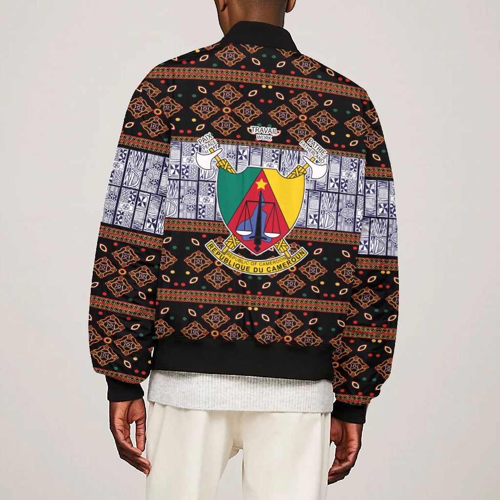 Cameroon Toghu Bomber Jacket Flag Coat Of Arms - Traditional Bamenda Art