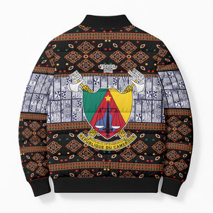 Cameroon Toghu Bomber Puffer Jacket Flag Coat Of Arms - Traditional Bamenda Art