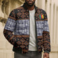 Cameroon Toghu Bomber Puffer Jacket Flag Coat Of Arms - Traditional Bamenda Art