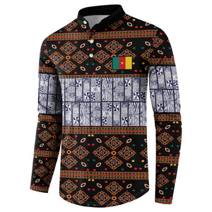 Cameroon Toghu Button Sweatshirt Flag Coat Of Arms - Traditional Bamenda Art