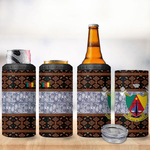 Cameroon Toghu 4 in 1 Can Cooler Tumbler Flag Coat Of Arms - Traditional Bamenda Art