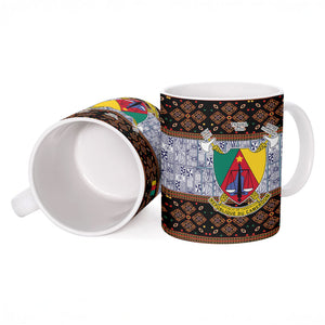 Cameroon Toghu Ceramic Mug Flag Coat Of Arms - Traditional Bamenda Art