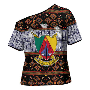 Cameroon Toghu Cross Shoulder Shirt Flag Coat Of Arms - Traditional Bamenda Art