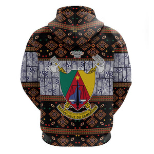 Cameroon Toghu Hoodie Flag Coat Of Arms - Traditional Bamenda Art