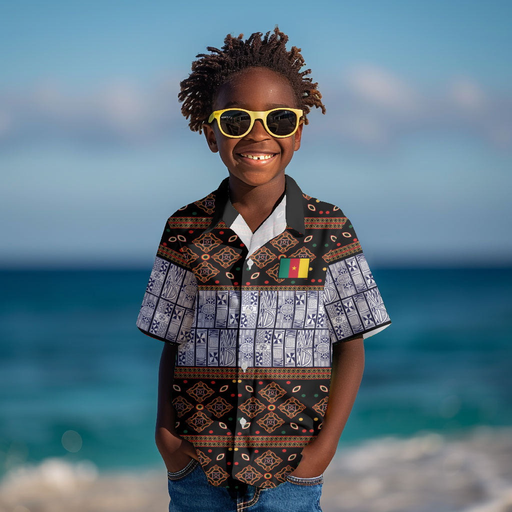 Cameroon Toghu Kid Hawaiian Shirt Flag Coat Of Arms - Traditional Bamenda Art