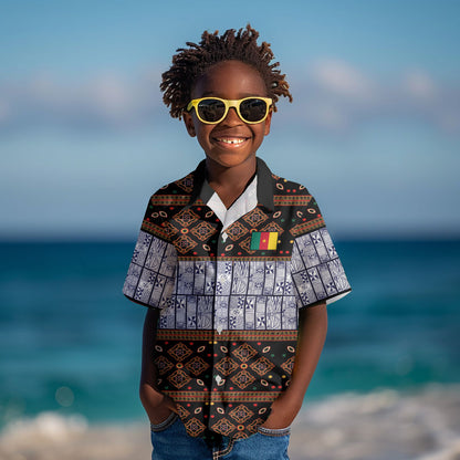 Cameroon Toghu Kid Hawaiian Shirt Flag Coat Of Arms - Traditional Bamenda Art