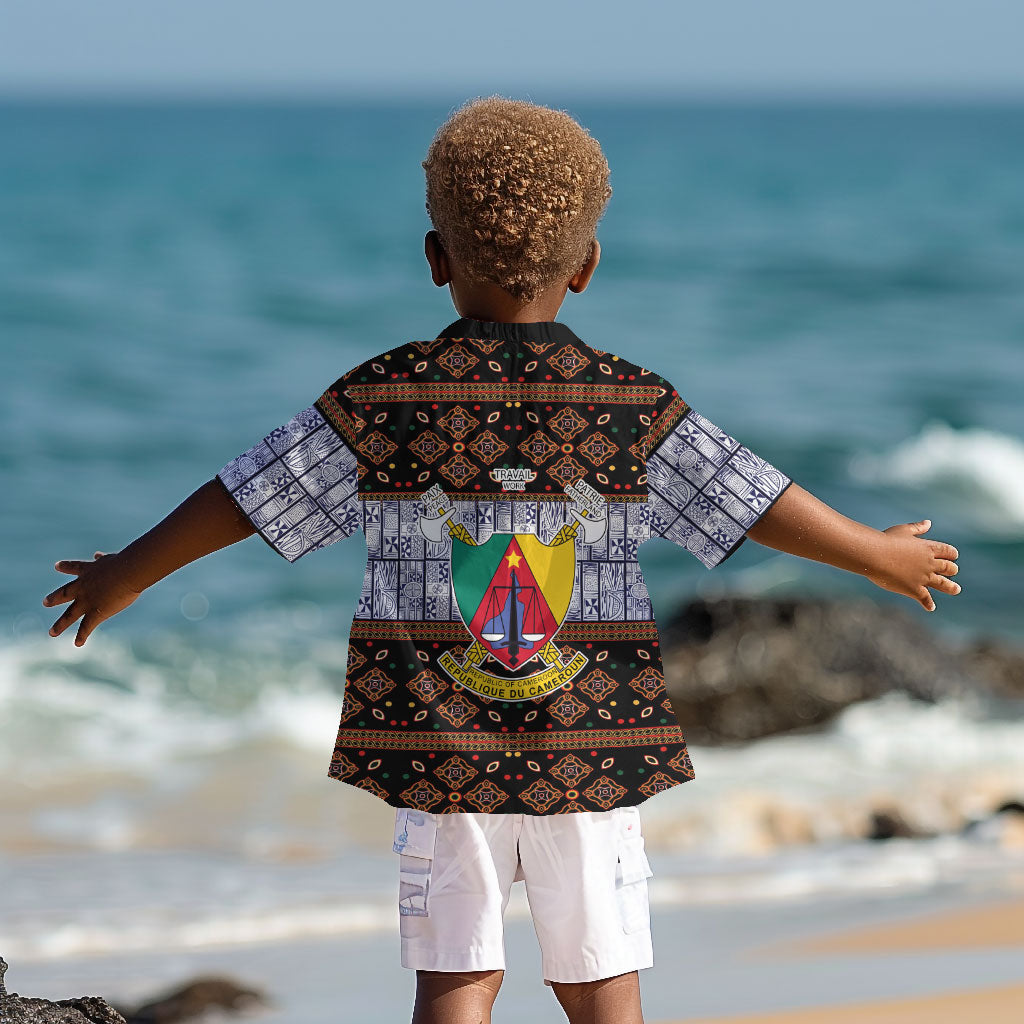 Cameroon Toghu Kid Hawaiian Shirt Flag Coat Of Arms - Traditional Bamenda Art