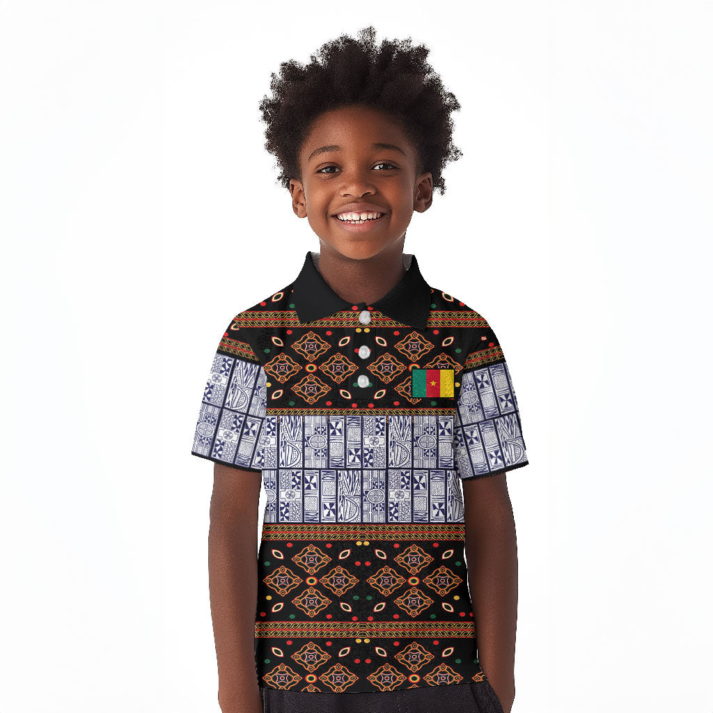 Cameroon Toghu Kid Polo Shirt Flag Coat Of Arms - Traditional Bamenda Art