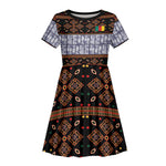 Cameroon Toghu Kid Short Sleeve Dress Flag Coat Of Arms - Traditional Bamenda Art