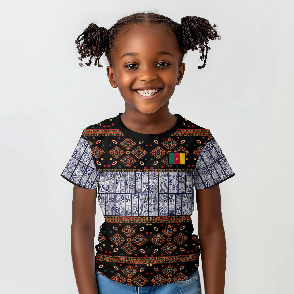 Cameroon Toghu Kid T shirt Flag Coat Of Arms - Traditional Bamenda Art