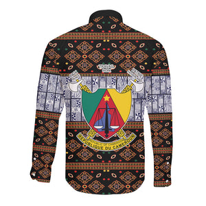 Cameroon Toghu Long Sleeve Button Shirt Flag Coat Of Arms - Traditional Bamenda Art