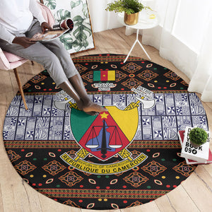 Cameroon Toghu Round Carpet Flag Coat Of Arms - Traditional Bamenda Art