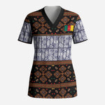 Cameroon Toghu Scrub Top Flag Coat Of Arms - Traditional Bamenda Art